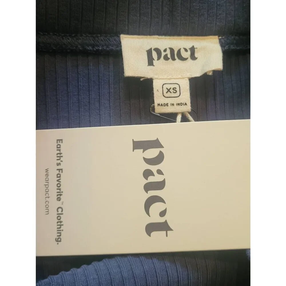 NWT Pact Skirt Women's XS Blue Ribbed Refined Rib Midi Skirt Organic Cotton Slit
